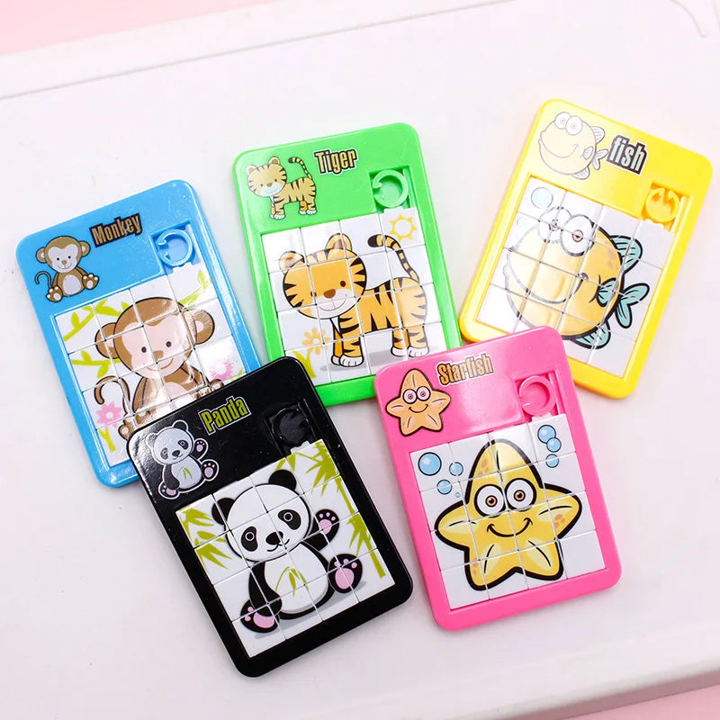 6PCS Animal Number Plastic Slide Puzzle - Logic Early Education Children's Puzzle Toy School Kindergarten Gift