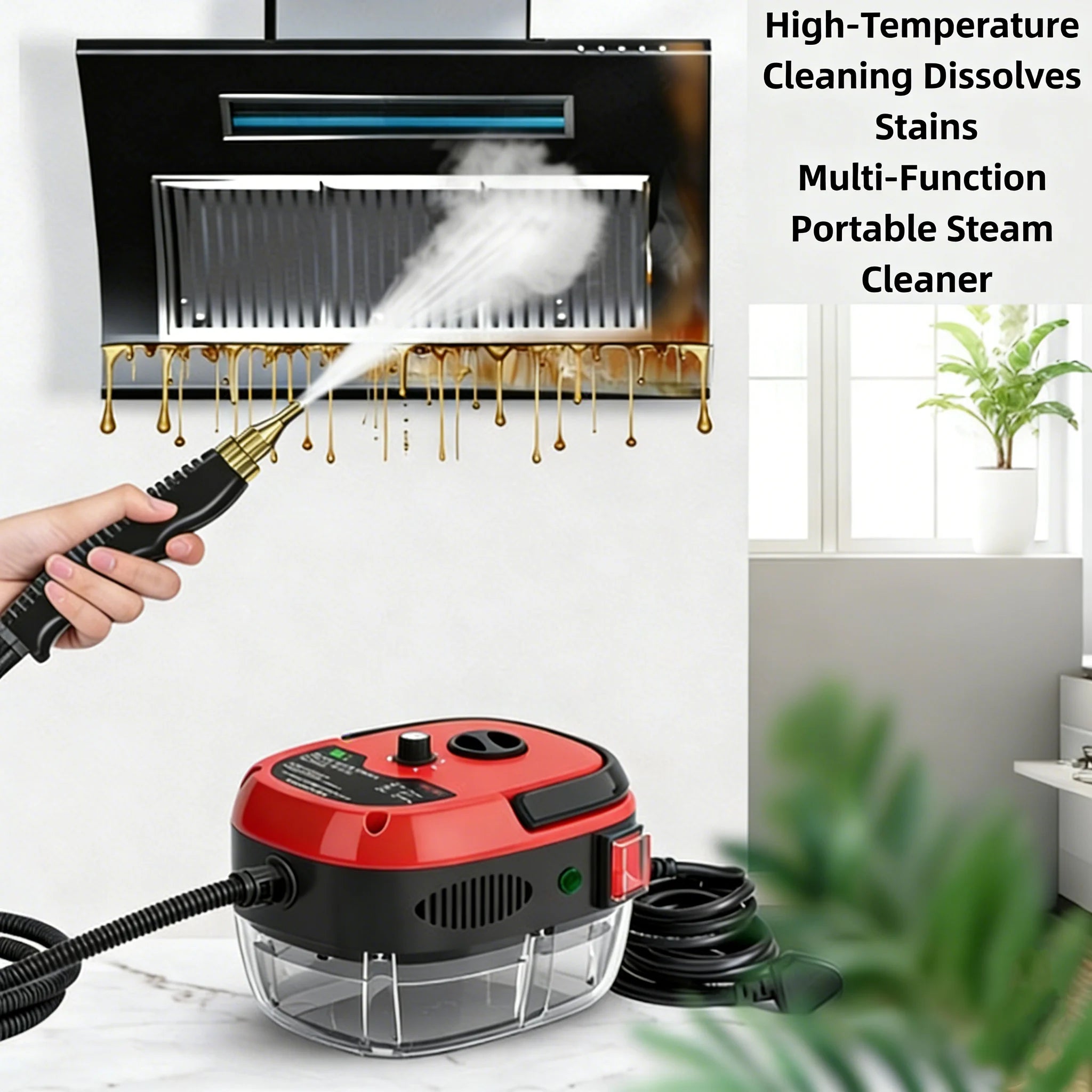 Small and Portable High Temp Pressurized Steam Cleaner 110VUS Plug With Brush Heads Kitchen Car AC Home Sterilization Cleaning