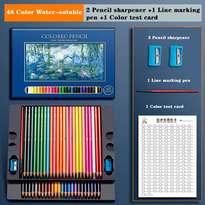 Drawing Colored Pencils Professional Set of 48/72/120/150/200, Water soluble/Oilbase Art Supplies for Coloring Blending Layering
