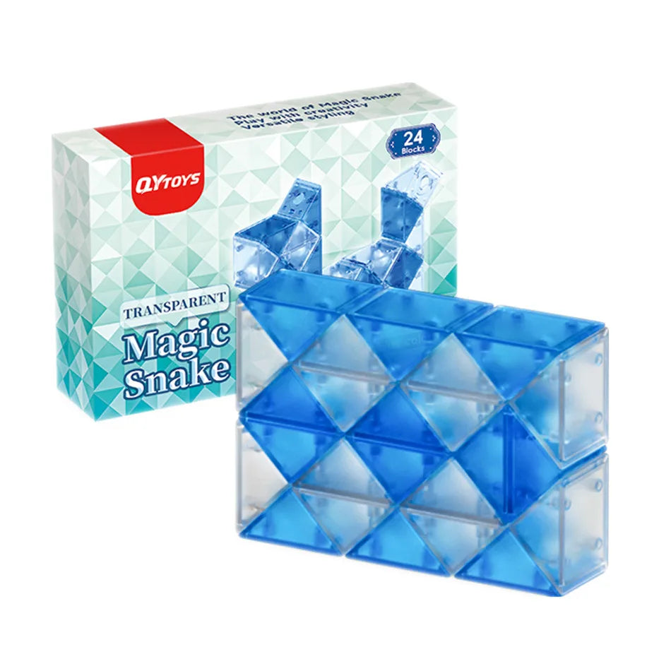 QiYi Magic Ruler Crystal Clear Glass Color 24/36/48/60/72 Segments cubo magico Snake Twist Cube Educational Toy For Kids Gift