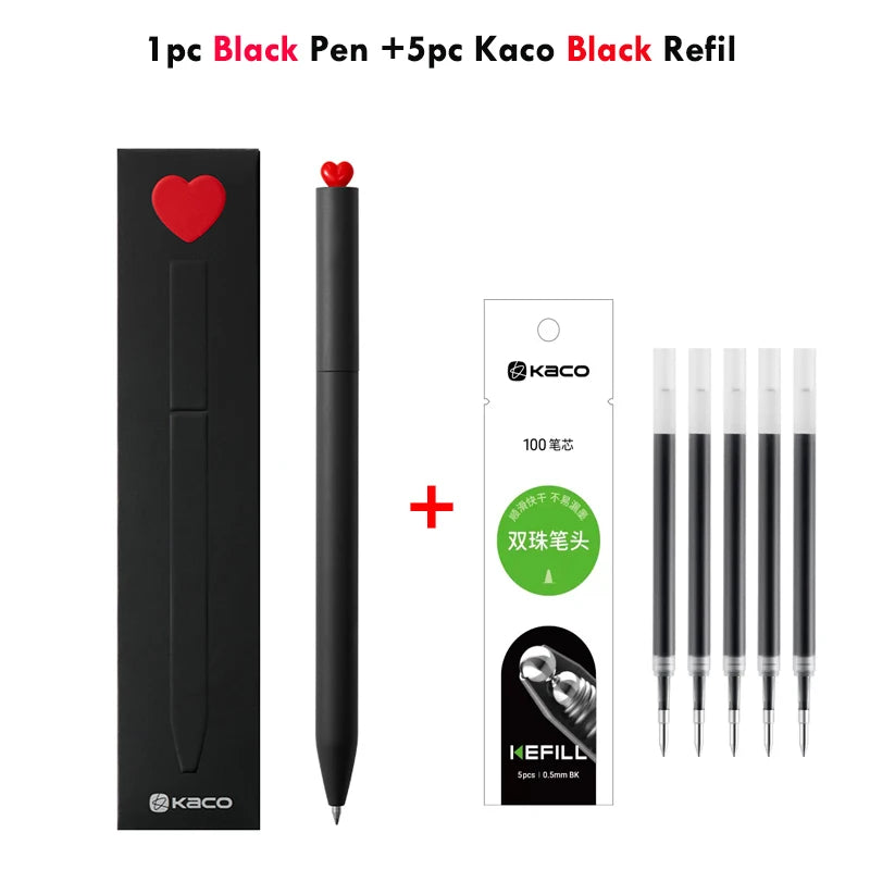 KACO Kawaii Rotate Gel Pen канцелярия 0.5MM Black Ink Fluent Writing Canetas High Capacity Boligrafo School Office Stationery