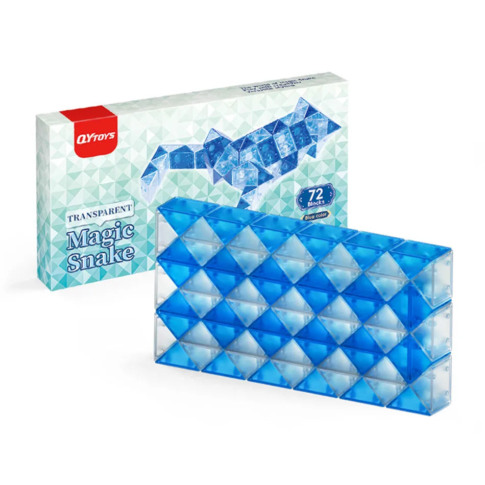 QiYi Magic Ruler Crystal Clear Glass Color 24/36/48/60/72 Segments cubo magico Snake Twist Cube Educational Toy For Kids Gift