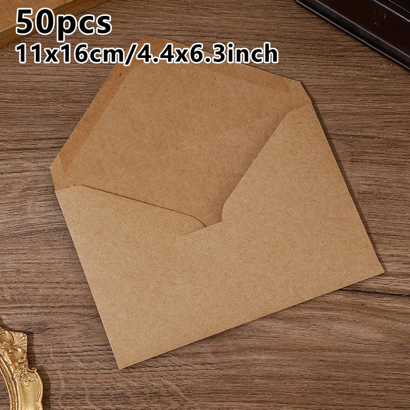50pcs 19X14cm Envelopes for Wedding Self-adhesive 120g Kraft Paper Invitation Small Business Stationery Supplies Storage Bag
