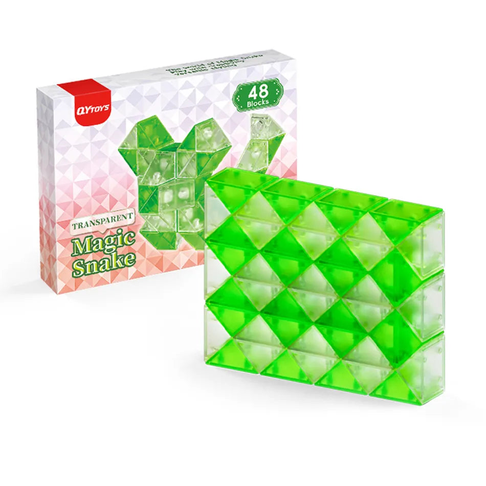 QiYi Magic Ruler Crystal Clear Glass Color 24/36/48/60/72 Segments cubo magico Snake Twist Cube Educational Toy For Kids Gift