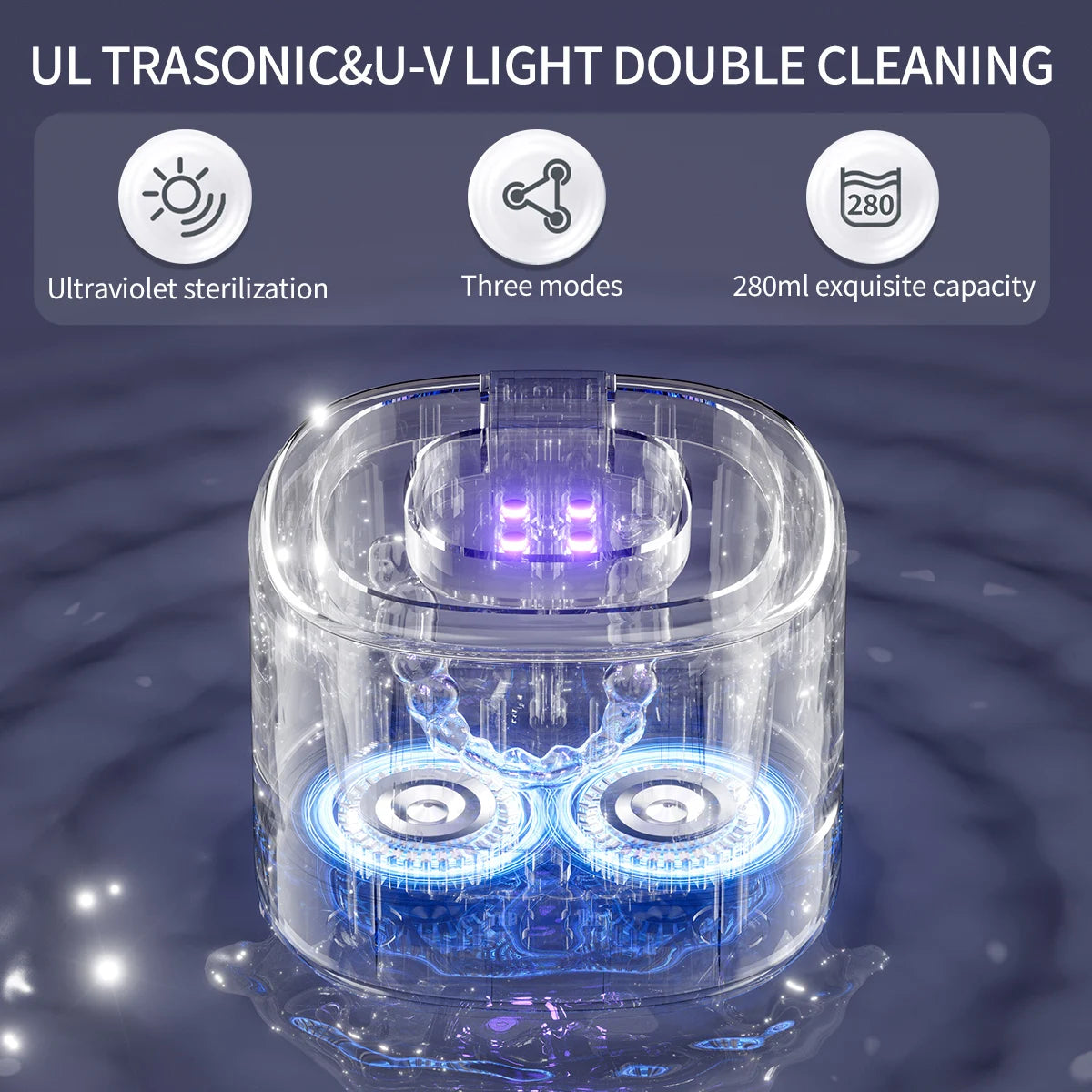 HOMEFISH  Cleaner Multi-Function USB Electric Cleaning Machine for Denture Braces Invisible Retainer Dental Care Box