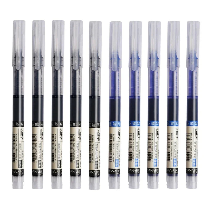 3/6/10Pcs Exam Signature Gel Pen 0.5mm Black Blue Ink School Office Student Ballpoint Straight Pens Writing Stationery School