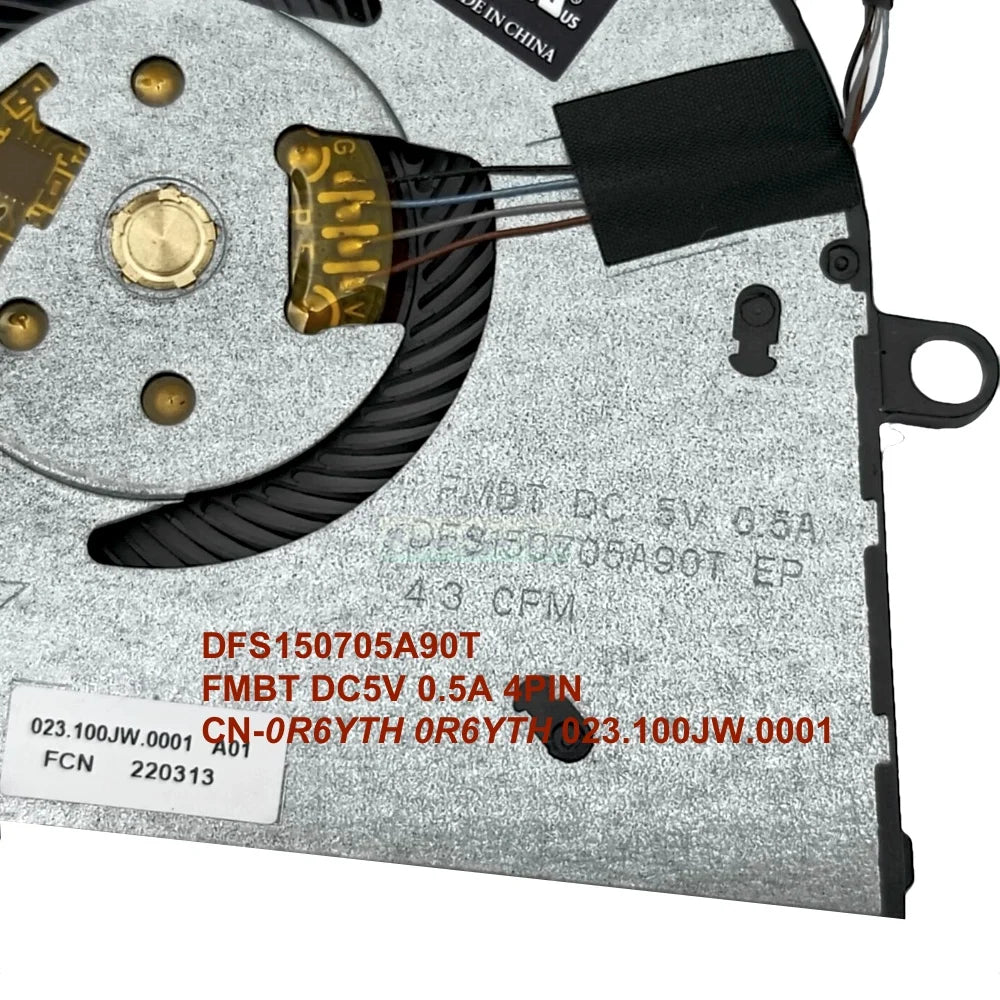 Laptop CPU Cooling Fans for Dell Inspiron 14 5000 2020 5401 5402 5405 5408 PC Fan Cooler Radiator 0R6YTH R6YTH 023.100JW.001