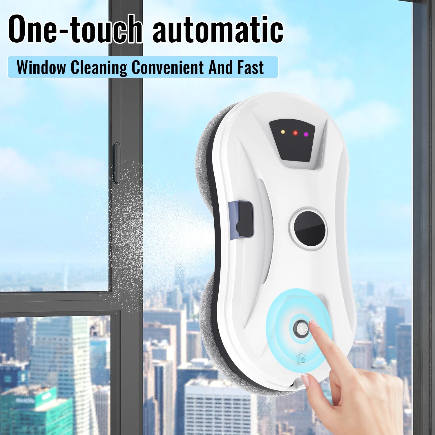 Window Cleaner Robot With Ultrasonic Water Spray 5600Pa Suction Automatic Water Spray Remote Control For Window Tile Wooden Door