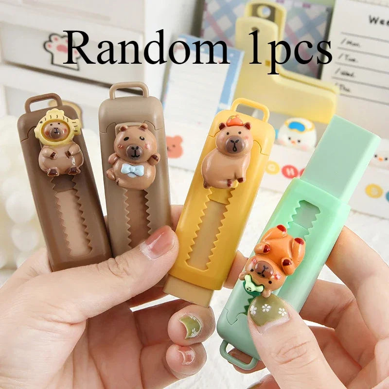 1/4Pcs Push Pull Kapibala Capybara Eraser Cute Soft 4B School Supplies Clean Mess Free Stationary Student Supplies
