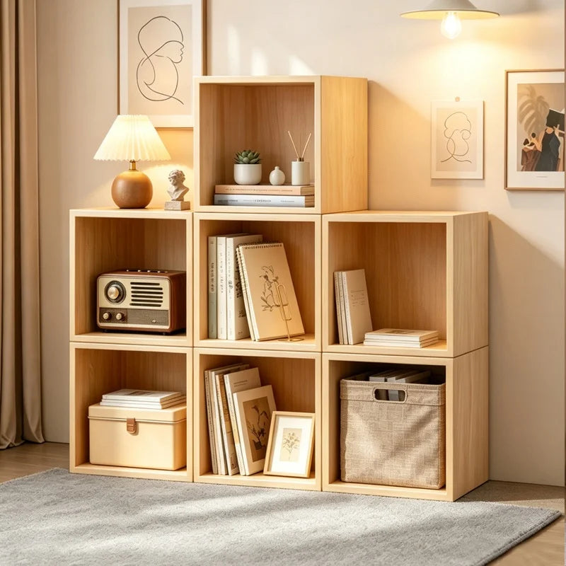 Bookshelf Storage Cabinet Simple Home Mini Bookcase Wood Color Bookshelf Organization Storage Cabinet Shelf Space Box New Sales