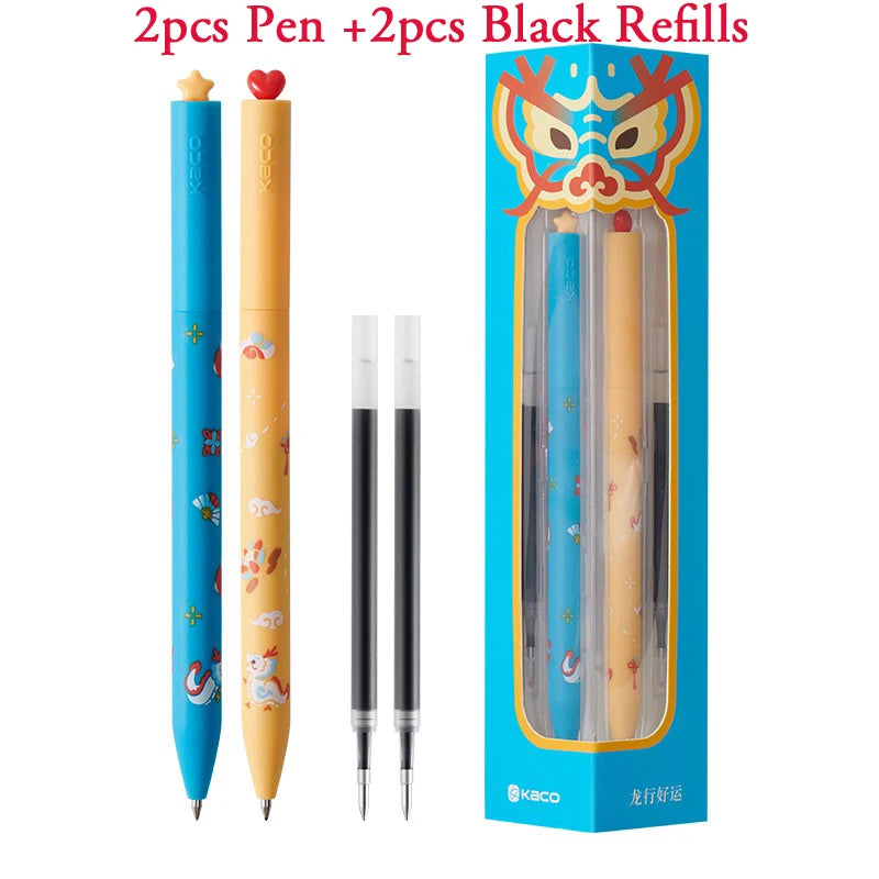 KACO Kawaii Rotate Gel Pen канцелярия 0.5MM Black Ink Fluent Writing Canetas High Capacity Boligrafo School Office Stationery