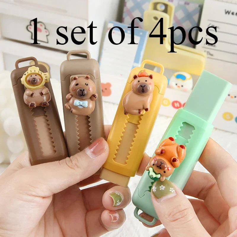 1/4Pcs Push Pull Kapibala Capybara Eraser Cute Soft 4B School Supplies Clean Mess Free Stationary Student Supplies