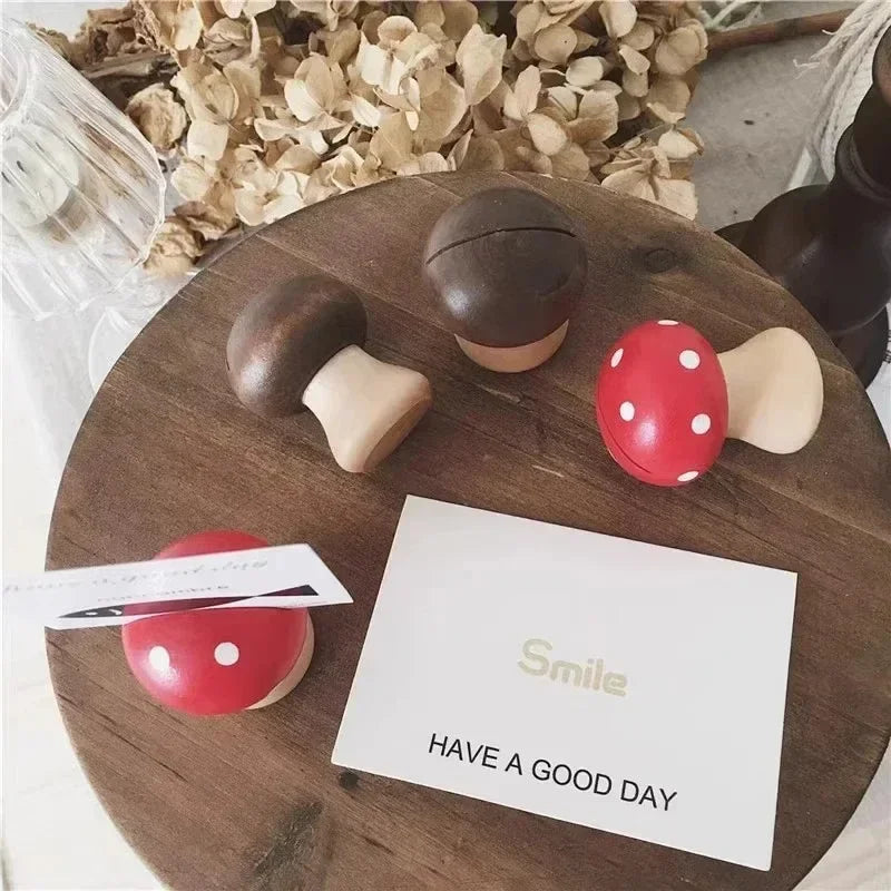 Wooden Mushroom Memo Clips Photo Holder Office Message Note Holder Cute School Desk Organizer