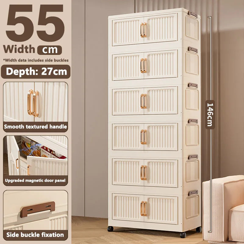 Thickened MultiFunctional Storage Cabinet with Double Doors for Home Living Room Multiple Layers Room Organizer for Miscellaneou