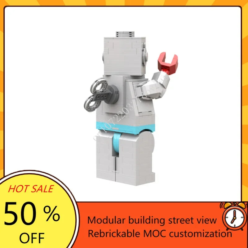 707PCS MOC Custom Puzzle Up Scaled Clockwork Robot MOC Model DIY Assembled Aircraft Educational Children Toys Xmas Gifts