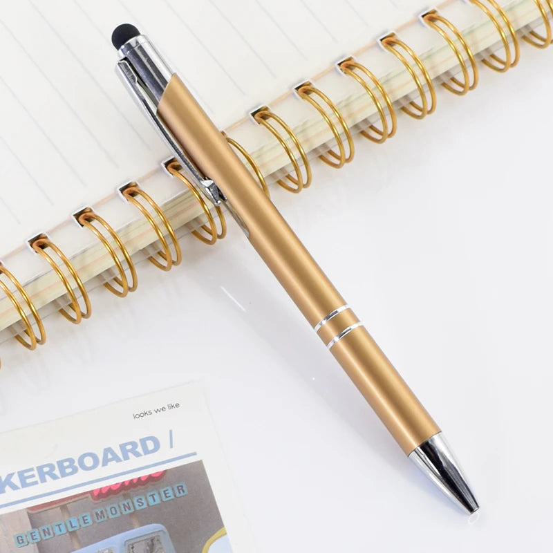 5Pcs Customized Logo Metal Ballpoint Pen Personalized Engraving Name Student Teacher Gift TouchScreen Stationery Office Supplies