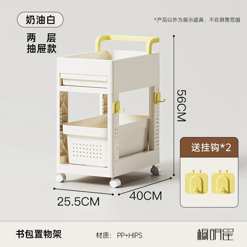 Mobile Bookshelf with Wheels Student Desk Organizer Office Book Storage Stand Layered Floor Standing Shelf for Home And Office
