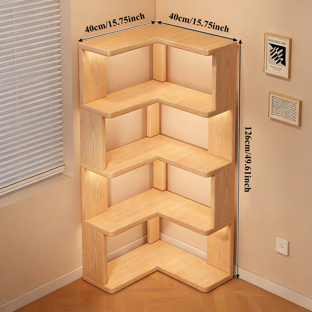 Wooden Corner Bookshelf Multi-layer Corner Cabinet Floor Rack Storage Shelf Bookshelf Storage Home Decorations