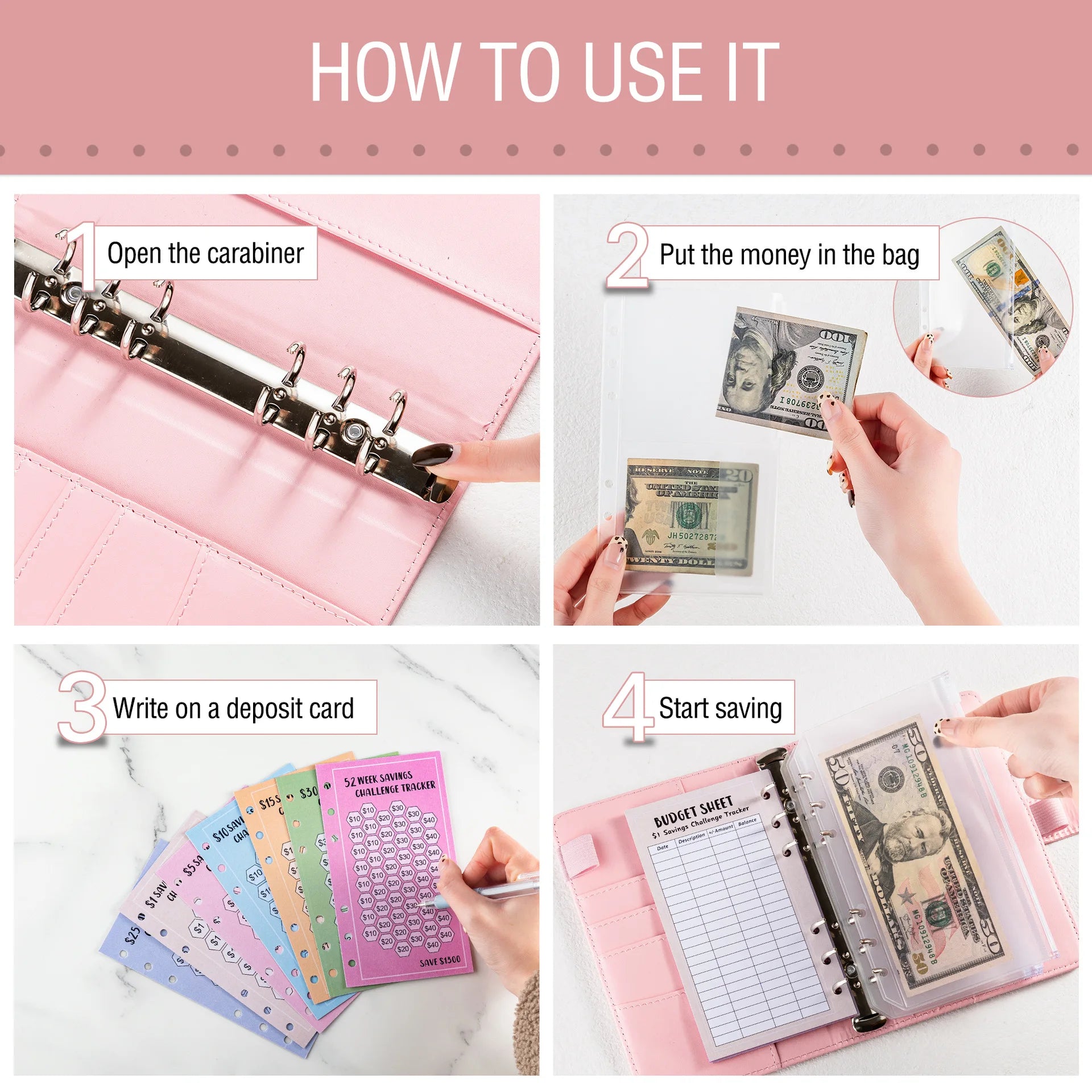 100 Envelopes Eave Money, 52 Weeks Save Challenge, 30 Days Save, Euros USD Cash Envelopes Budget Planner Easy To Save