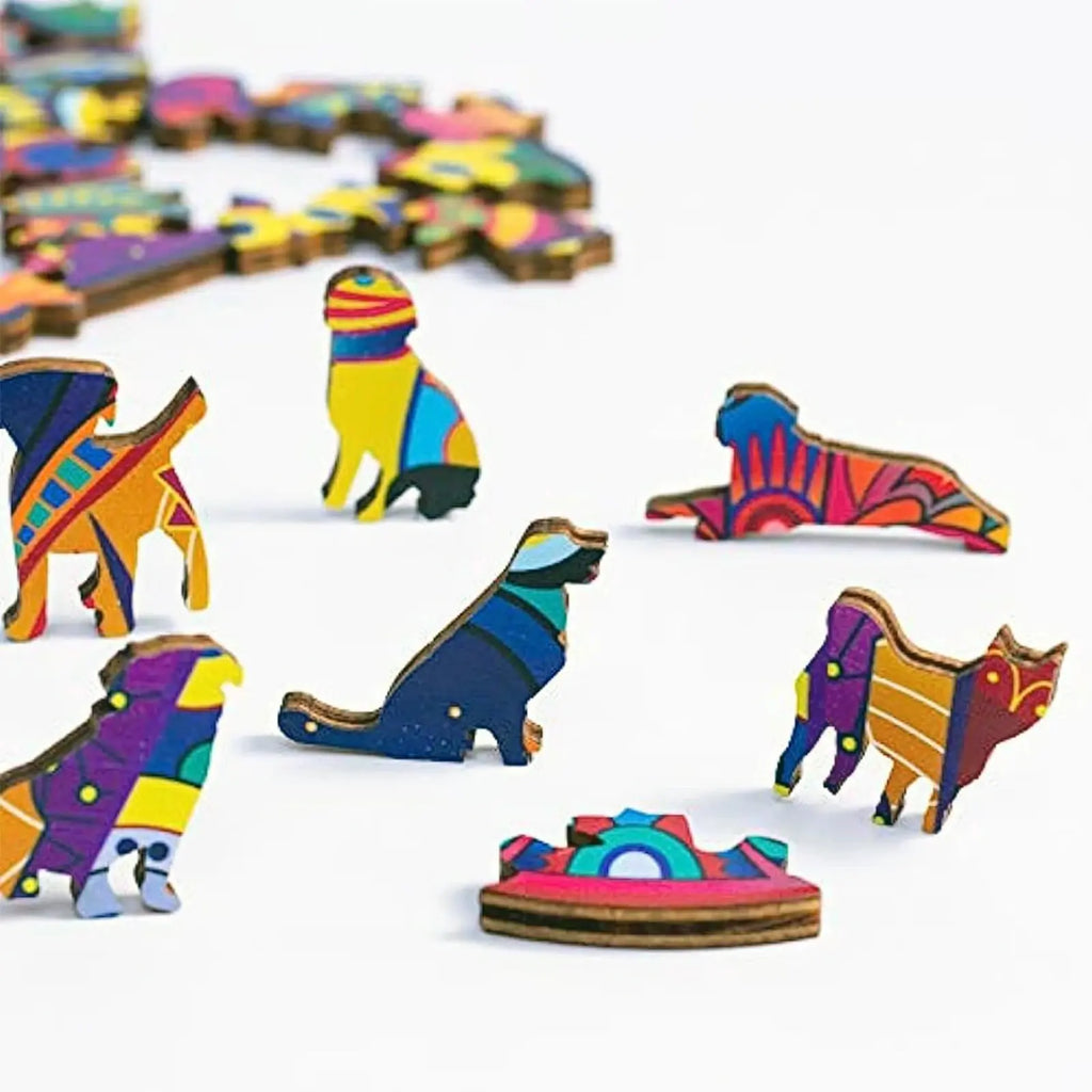 Dinosaur Wooden Jigsaw Puzzles Art, Unique Animal Shaped Pieces Stress Relieve Toys, DIY Leisure Game for Family Game Home Decor