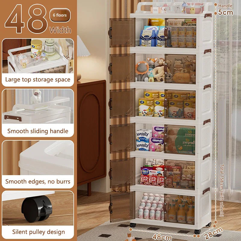Foldable Home Storage Cabinet for Bathroom And Kitchen Multi-layer Floor-standing Shelf Desktop Organizer for Living Room Gap