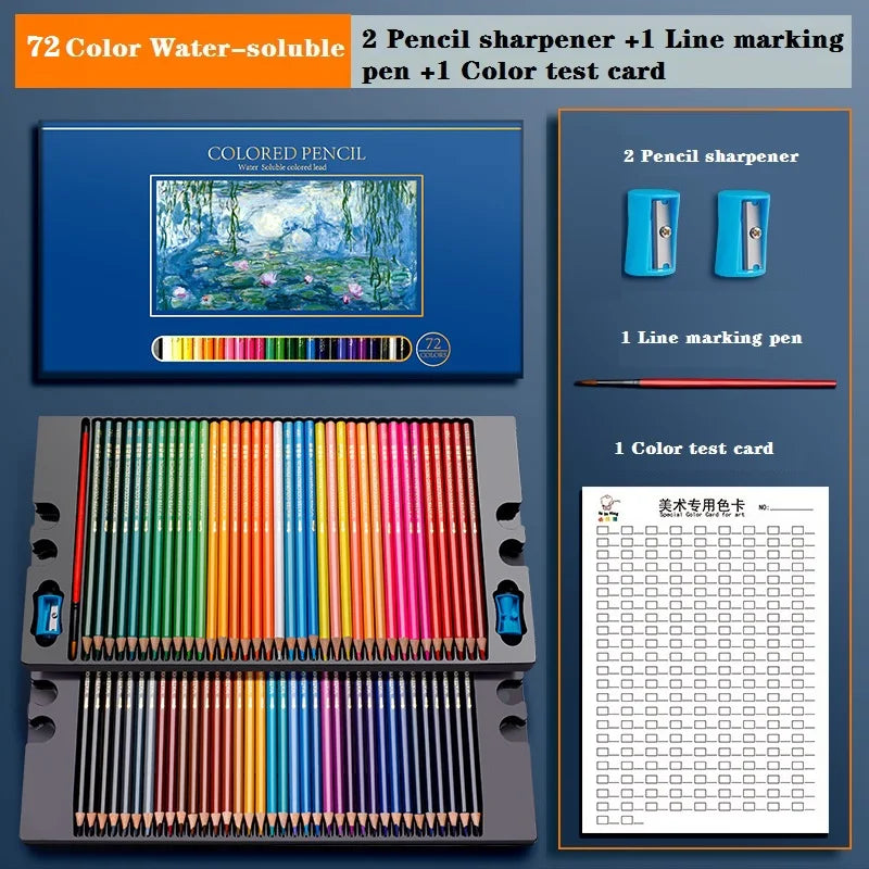 Drawing Colored Pencils Professional Set of 48/72/120/150/200, Water soluble/Oilbase Art Supplies for Coloring Blending Layering