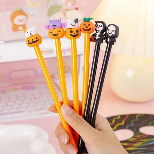 1-6-36 Pieces Stationery Cute Cartoon Halloween Pumpkin Cushaw Gel Pen Creative