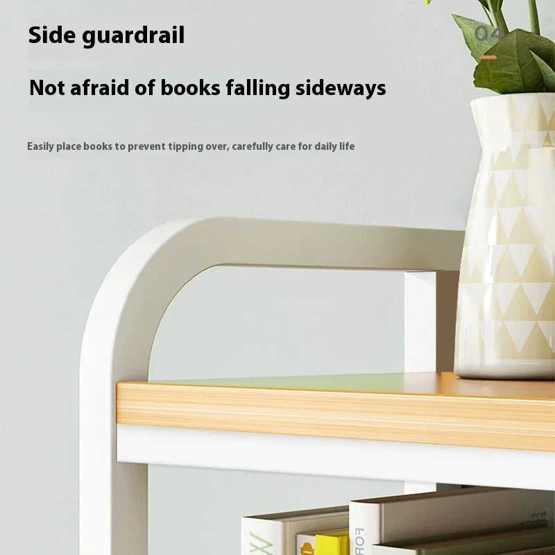 Bookcase With Grid Bookshelf Desktop Multi-layer Wrought Iron Shelf Student Computer Desk Hole Board Table Shelves