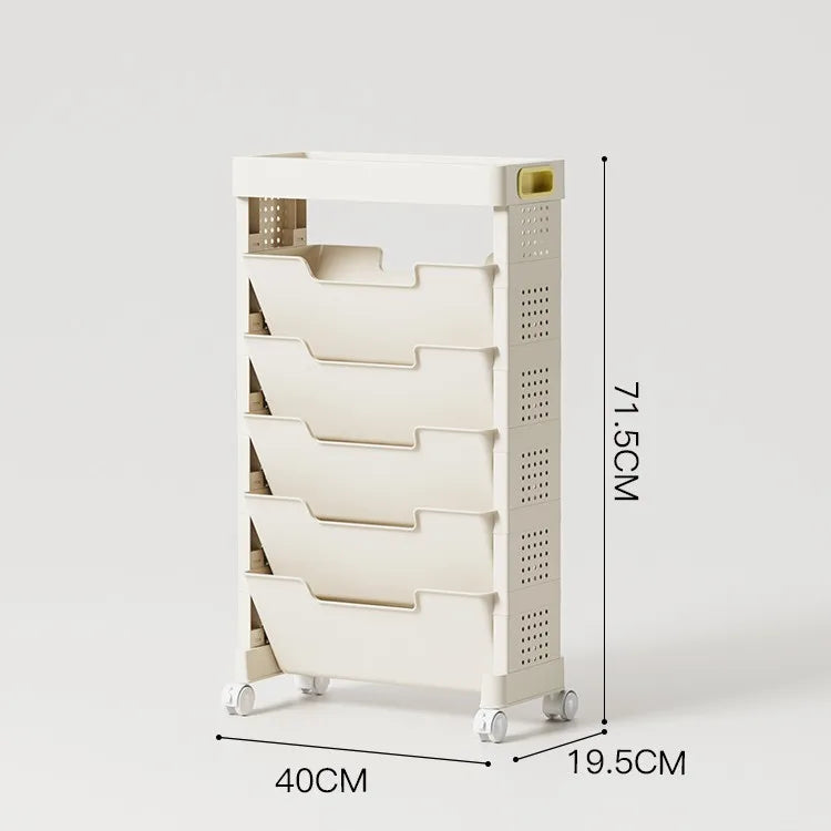 Movable bookshelf Floor-to-ceiling with wheels Bedroom desktop textbook storage rack Study multi-layer book shelf