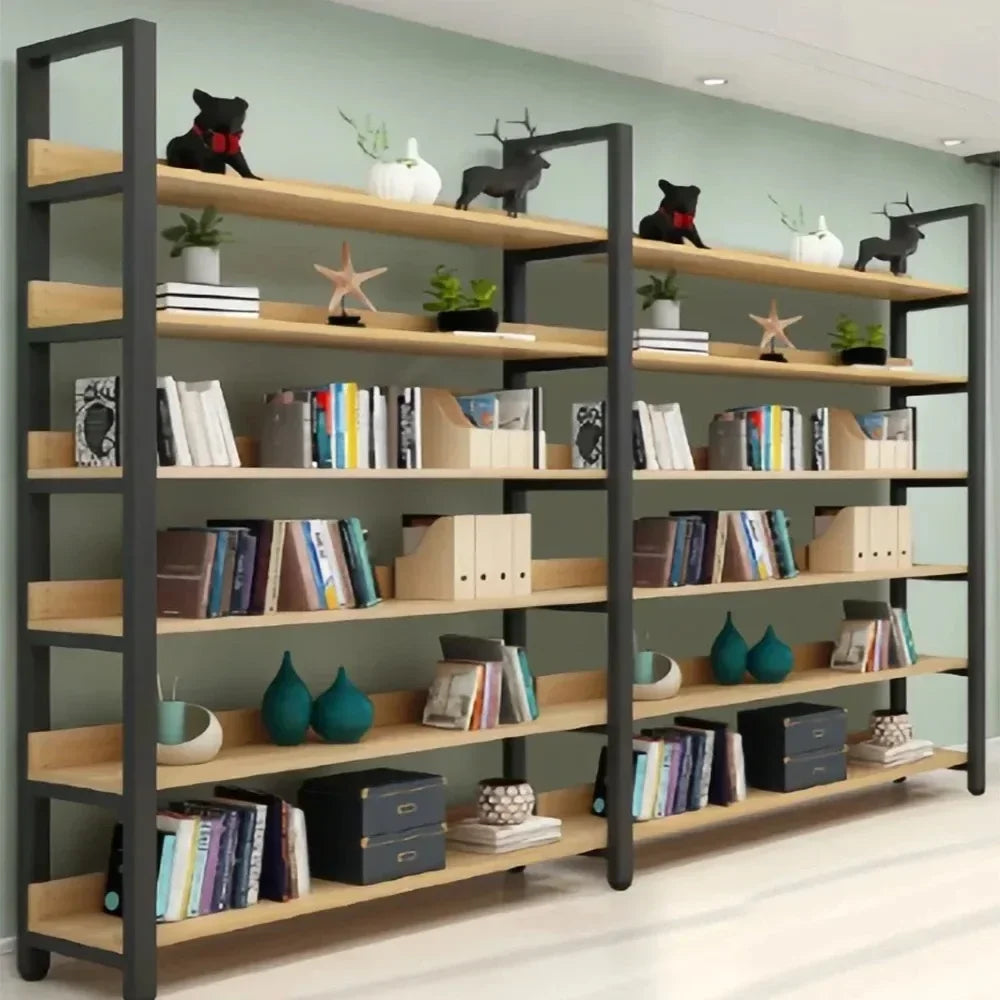 A Bookcase storage rack Room Storage Shelf Iron Art Room Office decoration Display Shelf Bookcase INS Minimalist and modern