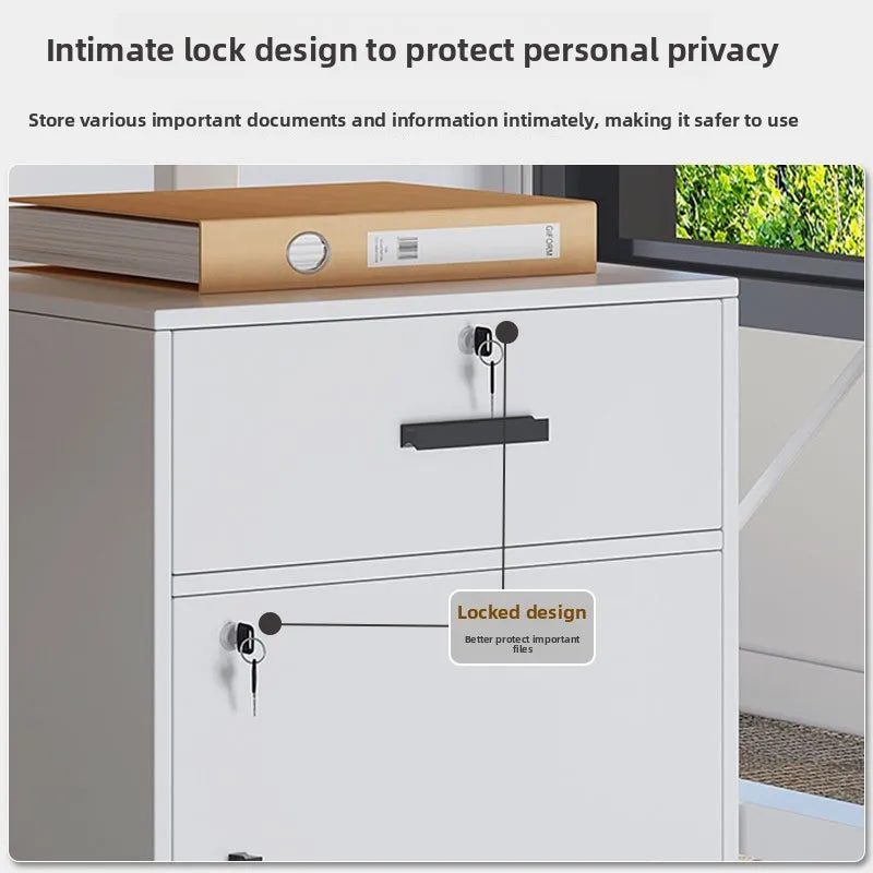 File cabinet with lock Office wooden mobile storage cabinet Drawer cabinet with wheel
