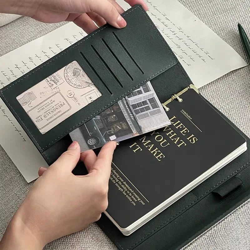 A6 Retro leather surface Loose-leaf Notebook Pu Cover Bussiness Travel binder Notepad Exquisite Senior Custom Office Diar