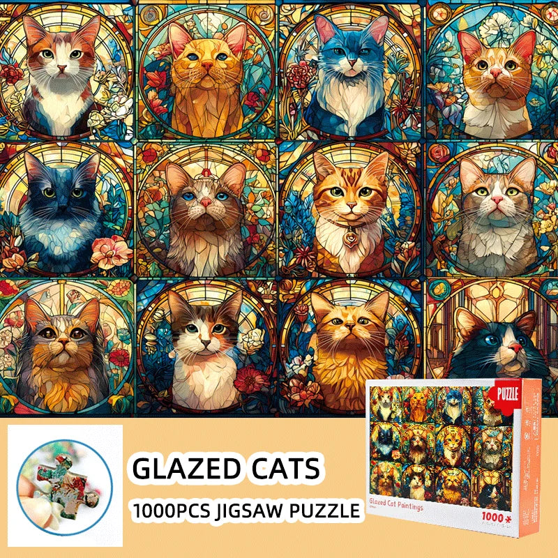 Christmas gifts for adults 1000-Piece Jigsaw Puzzle for Adults - 12 Zodiac Cats Design,Large 70x50 cm (27.5x19.7 Inches)
