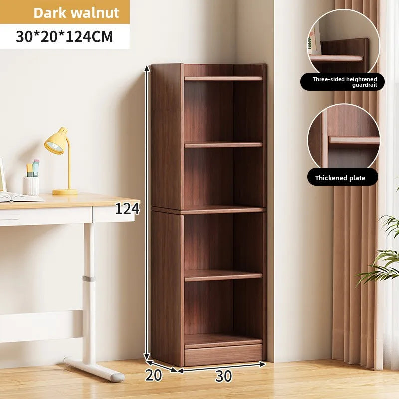 Narrow Bookshelf Modern Simple Small Floor-to-wall Multi-layer Storage Rack Corner Cabinet Narrow Locker