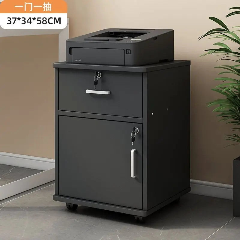 Modern Low Floor Storage File Cabinet with Multi-Layer Wooden Panels Under-Desk Drawers Office Organization Solution