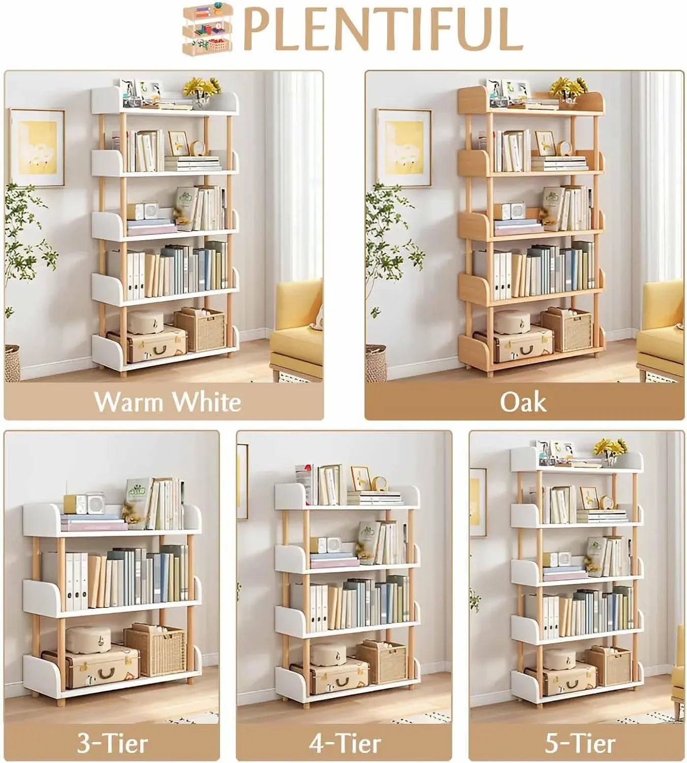 Wayifair Home Furniture Store Modern Display Bookshelf with Top Edge and Solid Wood Frame for Home and Office, Storage Cabinet