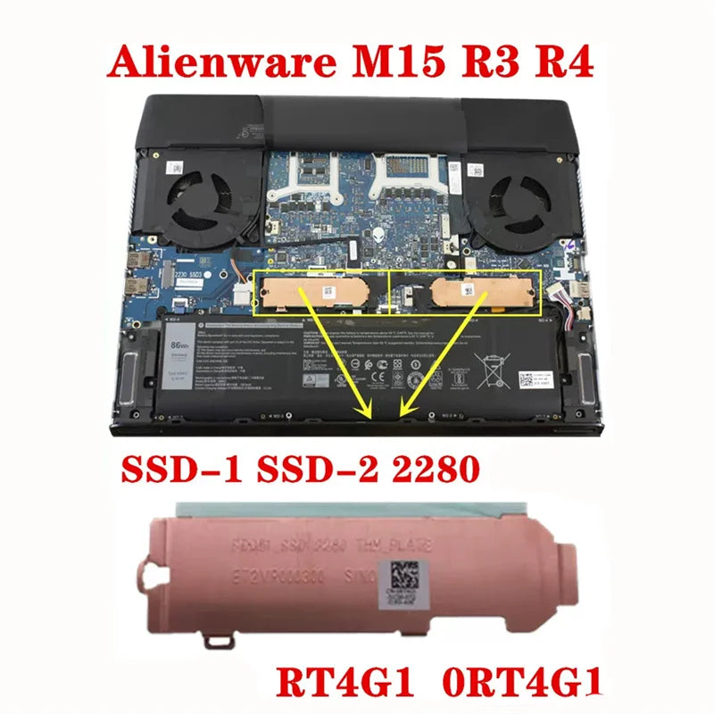 New Original Laptop M.2 2230 2280 SSD Bracket Heatsink Plate For Dell Alienware M15 R3 R4 M17 R3 R4 0RT4G1 0GK8NK 08F83M 0YDKGW