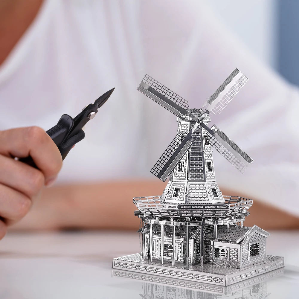 Piececool 3D Metal Puzzles Dutch Windmill Assembly Model Kits for Adult DIY Toys Building Kit Jigsaw Teen Gift