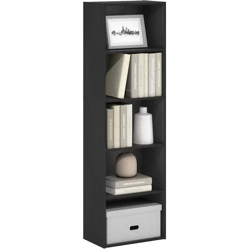Customizable-Luder Bookcase / Bookshelf / Storage Shelves, 5-Tier, Blackwood