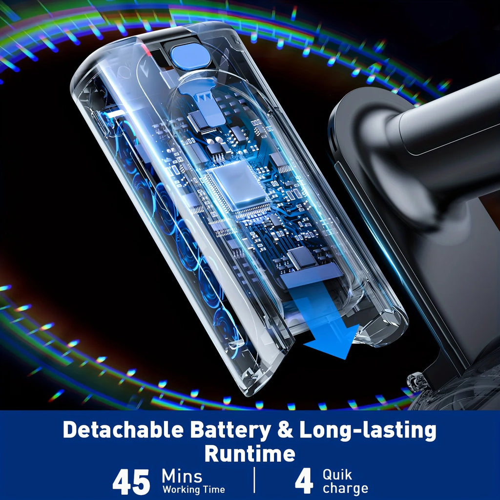 Cordless Vacuum Cleaner，55Kpa/45Mins/8 in 1 Powerful Suction,Self-Standing, 3 Suction Modes, Vacuum for Floor Carpet Pet Hair