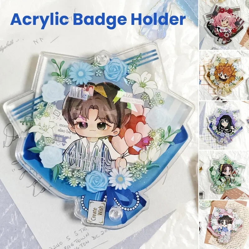 58mm Acrylic Badge Display Card Holders Brick Exquisite Anime Badge Storage Holder ID Badge Holder Boys Girls Card Sleeves