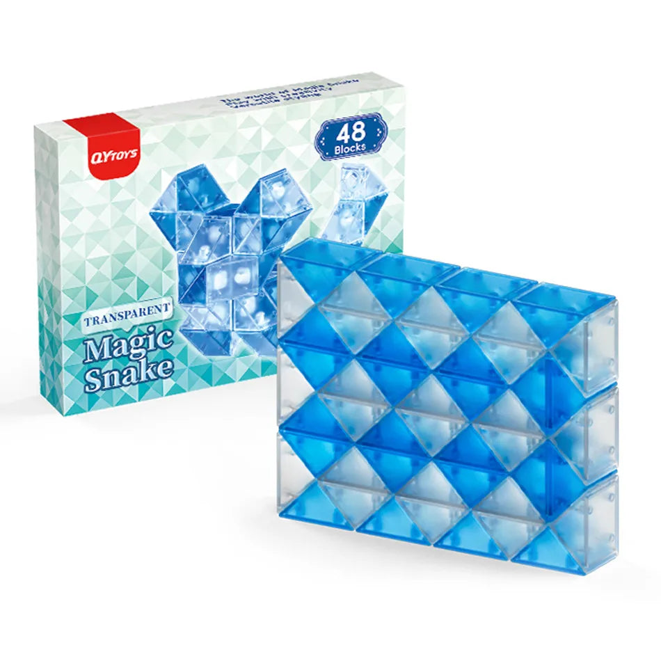 QiYi Magic Ruler Crystal Clear Glass Color 24/36/48/60/72 Segments cubo magico Snake Twist Cube Educational Toy For Kids Gift