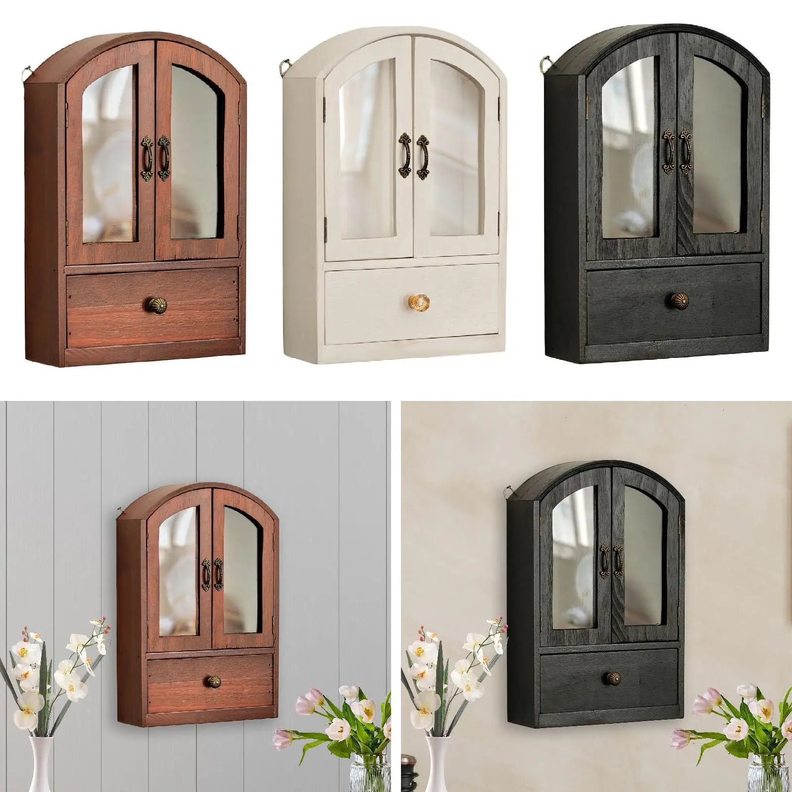 Desktop Storage Cabinet Wall Mount Cosmetic Holder Practical Sundries Organizer Display Shelf for Office Bedroom Home Countertop