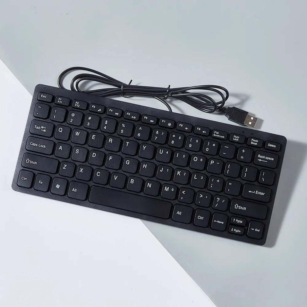 Plug Play USB Wired Keyboard Mute Slim Replaceable Keyboard Lightweight 78 Keys Keyboard Desktop Computer