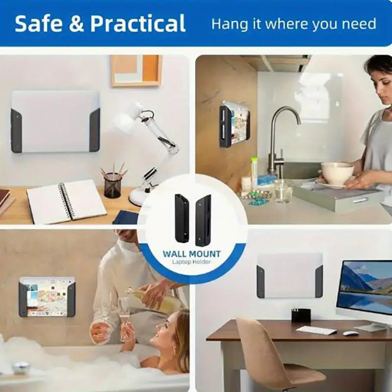 Wall Mount Under Table Laptop Holder Universal Notebook Storage Bracket Portable Desktop Organizer Office Home Accessory