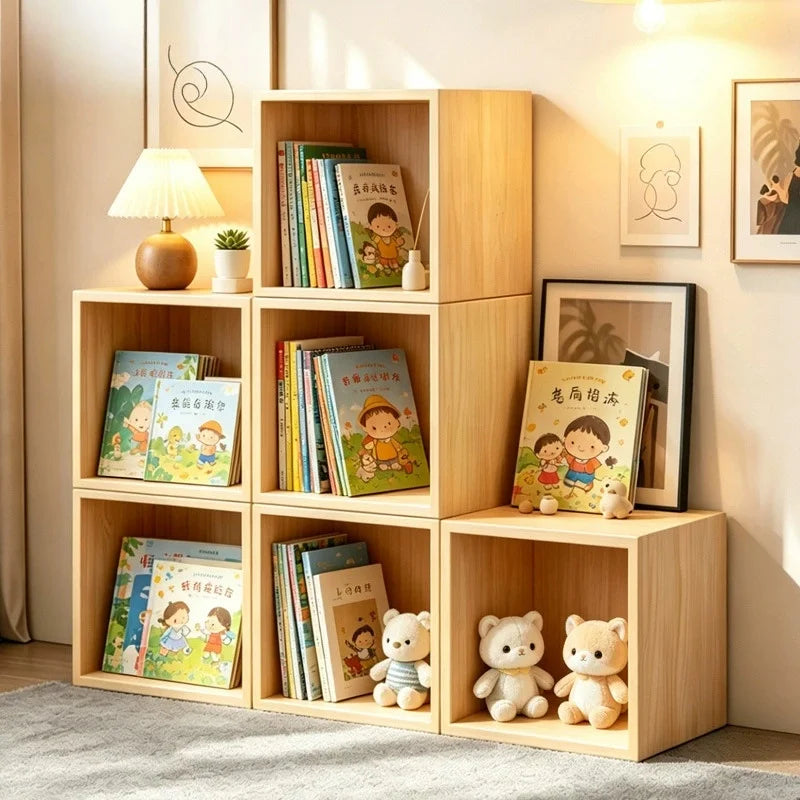Bookshelf Storage Cabinet Simple Home Mini Bookcase Wood Color Bookshelf Organization Storage Cabinet Shelf Space Box New Sales