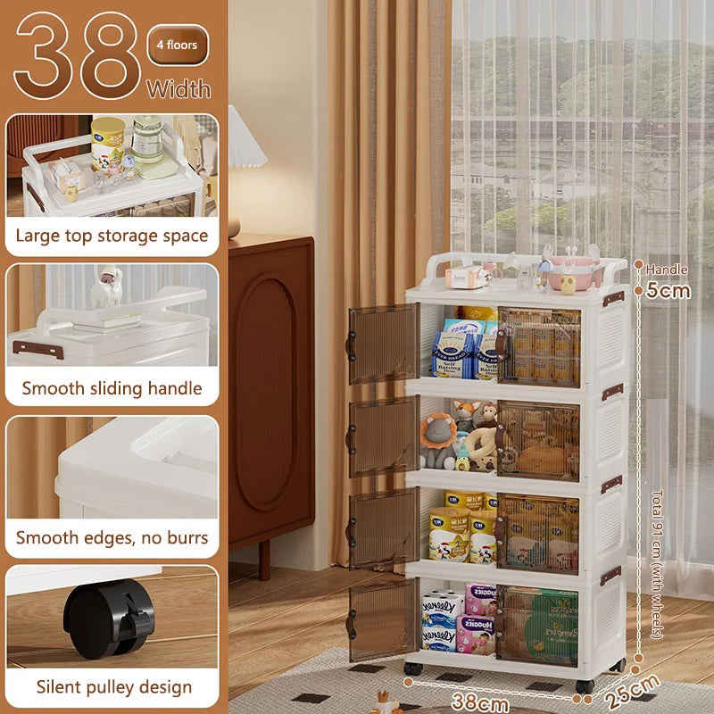 Foldable Home Storage Cabinet for Bathroom And Kitchen Multi-layer Floor-standing Shelf Desktop Organizer for Living Room Gap