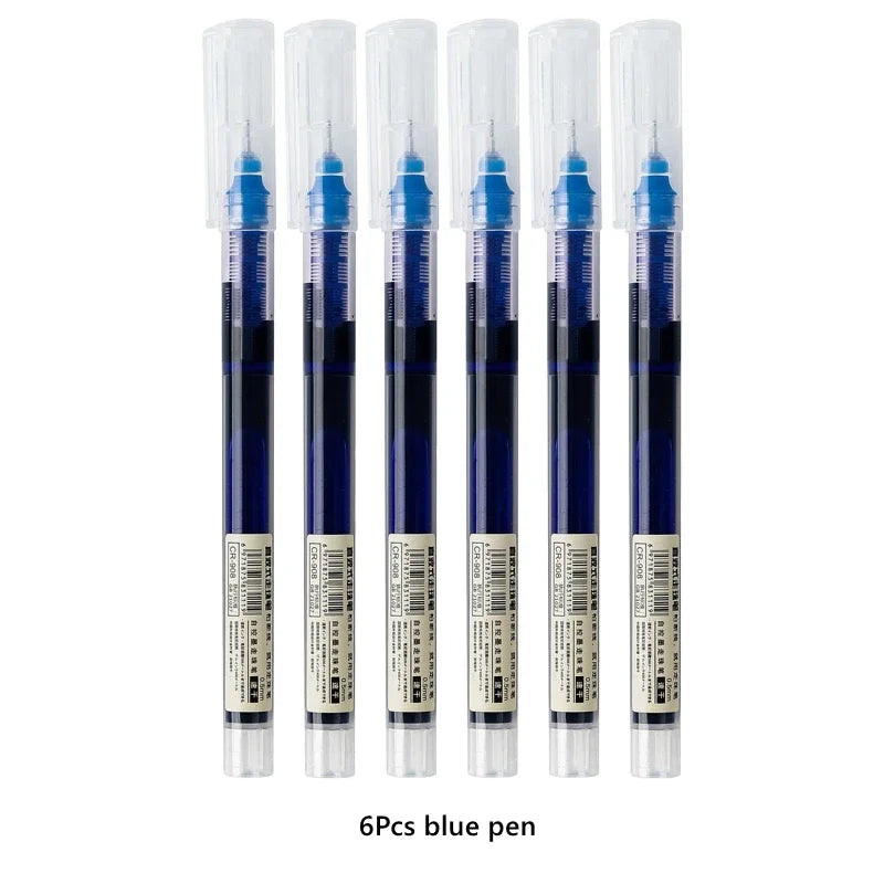 3/6/10Pcs Exam Signature Gel Pen 0.5mm Black Blue Ink School Office Student Ballpoint Straight Pens Writing Stationery School