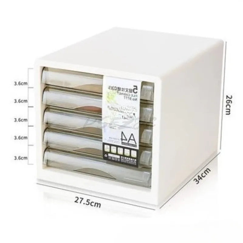 White Five Layer Filing Cabinet for Office and Home Use, Convenient and Tidy for Organization and Storage