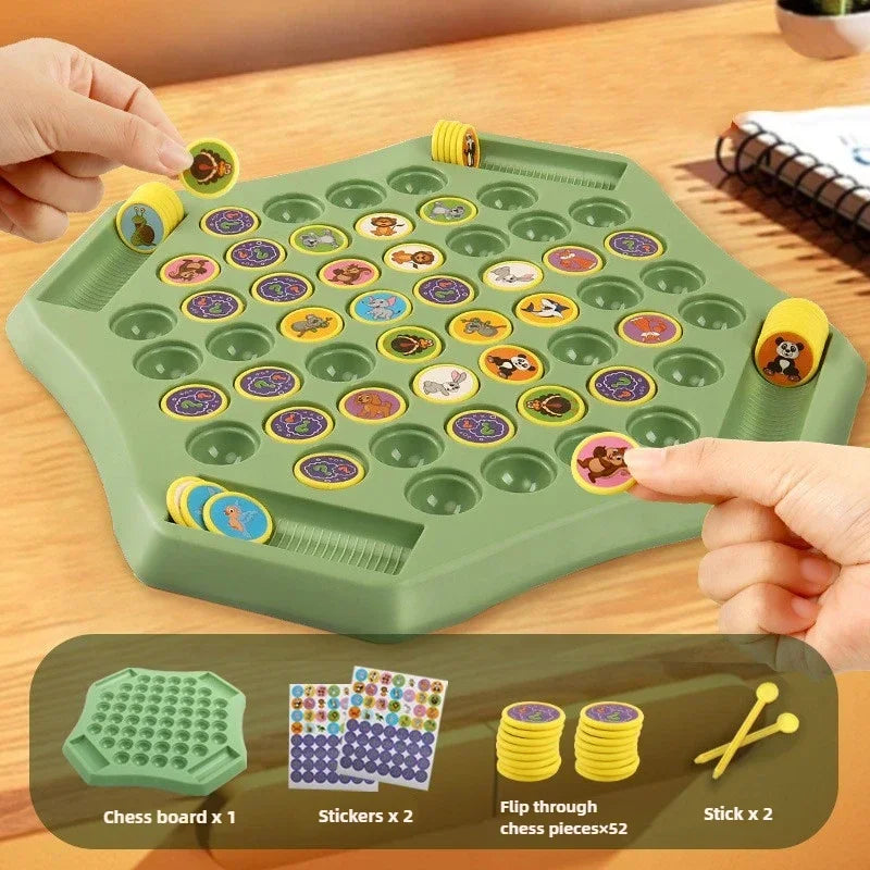 Kids Battle Chess Observation Concentration Training Fun Chess Game Toy Educational Memory Challenge Animal Fruit Flip Chess